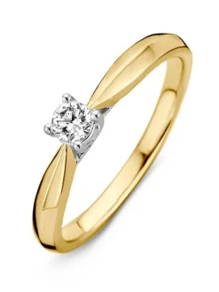 Bicolor solitair ring met briljant 0.24crt + Luxe cadeau