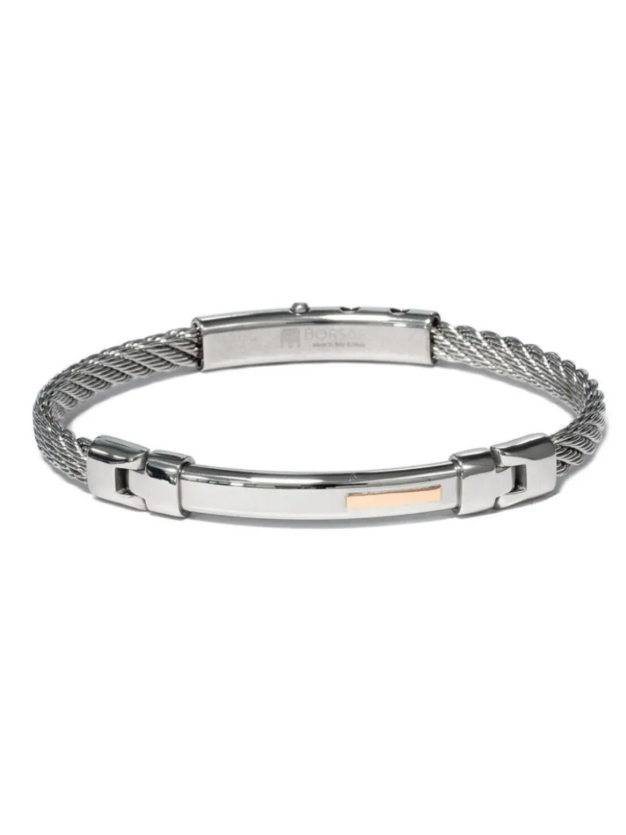 Borsari Gioielli Stalen armband met roségoud br-sk01esn