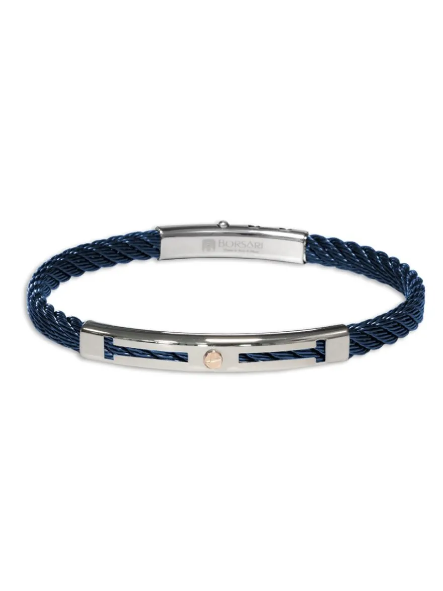 Borsari Gioielli Stalen armband met roségoud br-sk18a