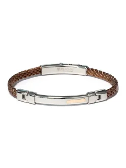 Borsari Gioielli Stalen armband met roségoud br-sk07esn + Luxe Cadeau