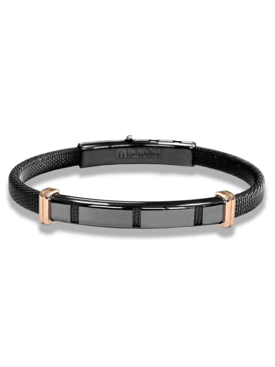 Borsari Gioielli Stalen armband met roségoud br-imper04bo