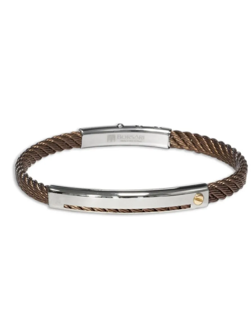 Borsari Gioielli Stalen armband met roségoud br-sk07b