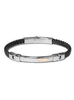 Borsari Gioielli Stalen armband met roségoud br-sk04esn