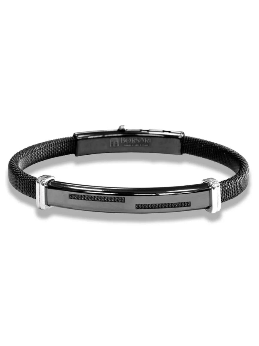 Borsari Gioielli Stalen armband met witgoud br-imper04cr
