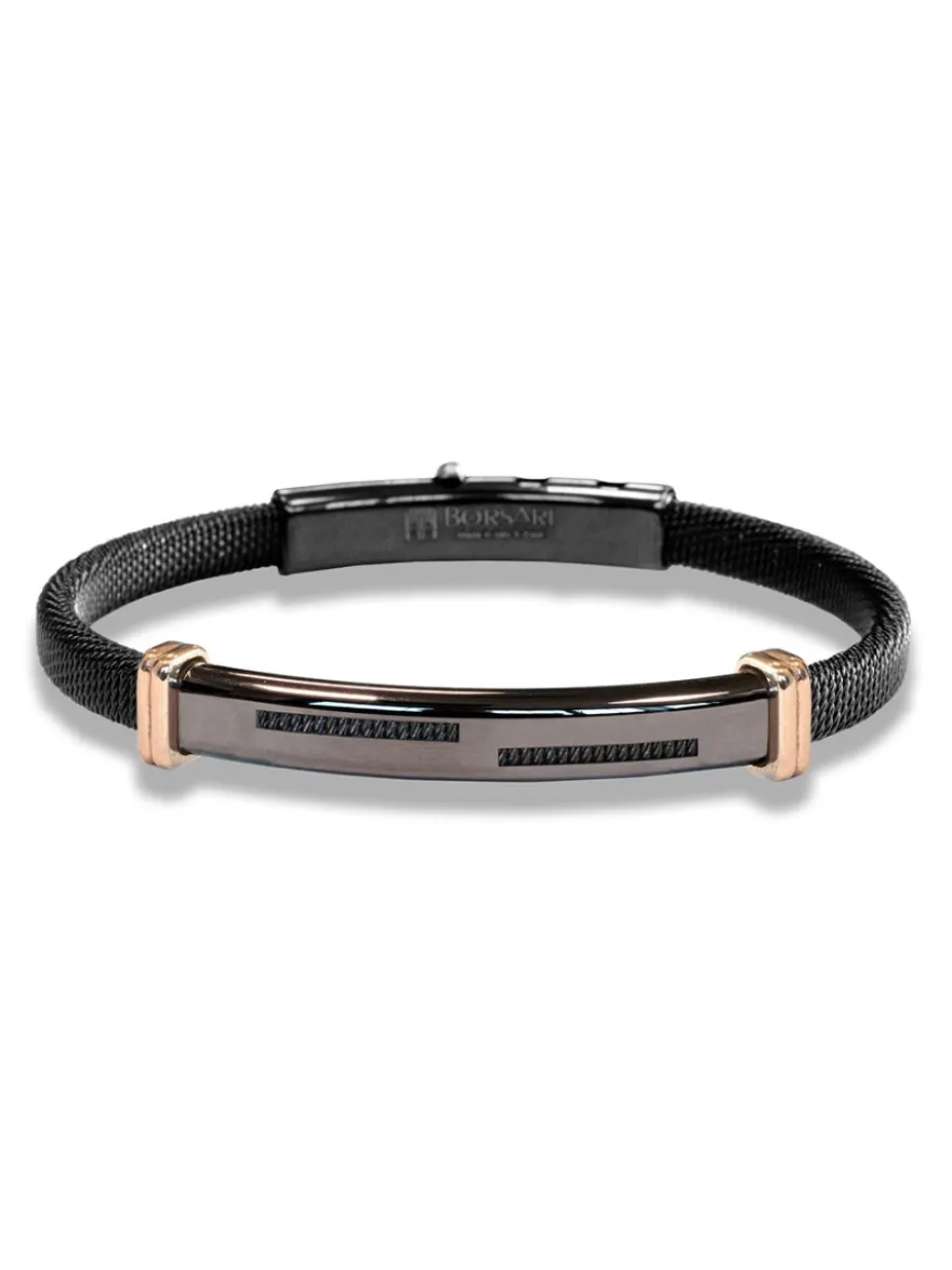 Borsari Gioielli Stalen armband met roségoud br-imper04co