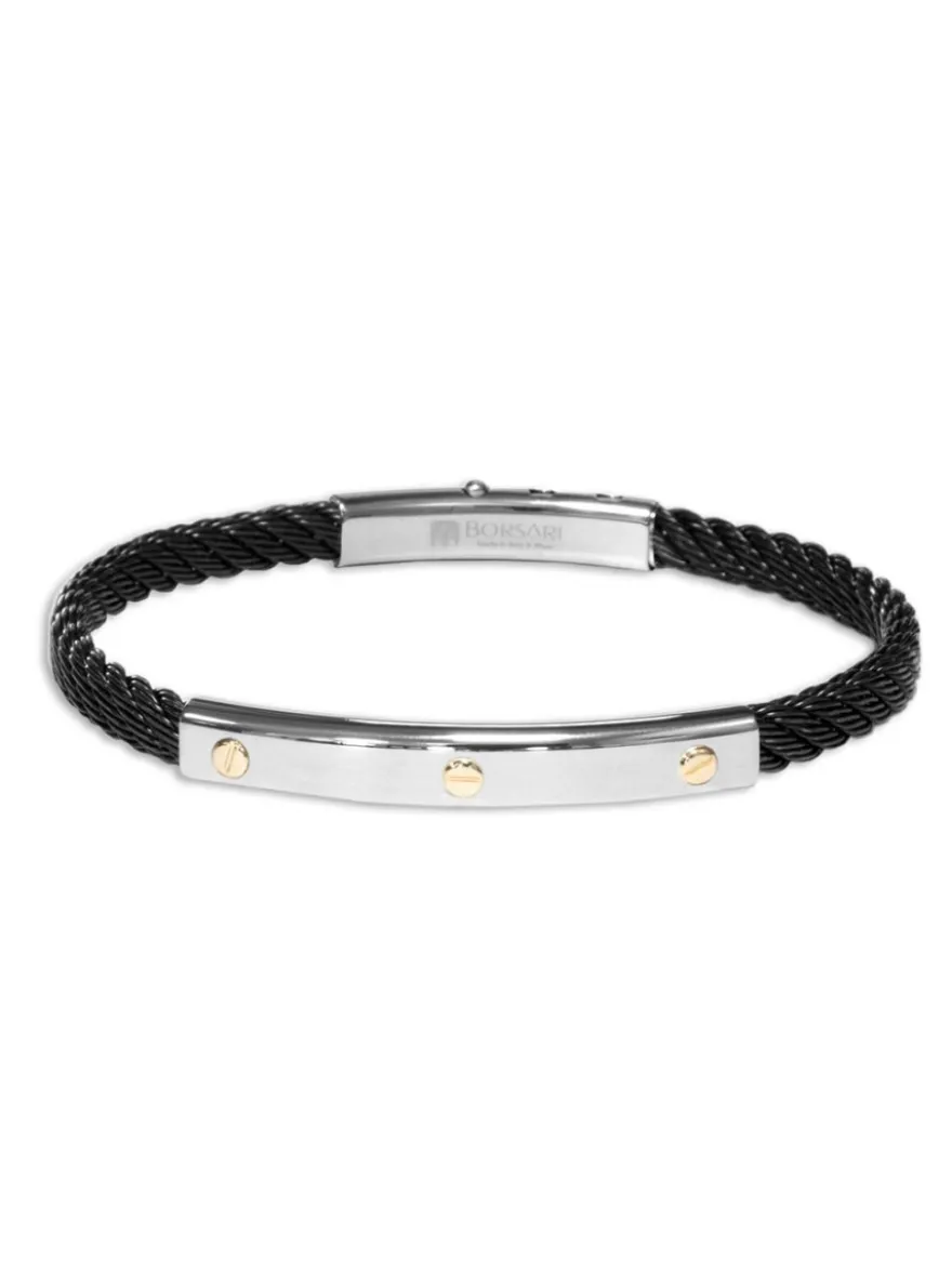 Borsari Gioielli Stalen armband met roségoud br-sk04d