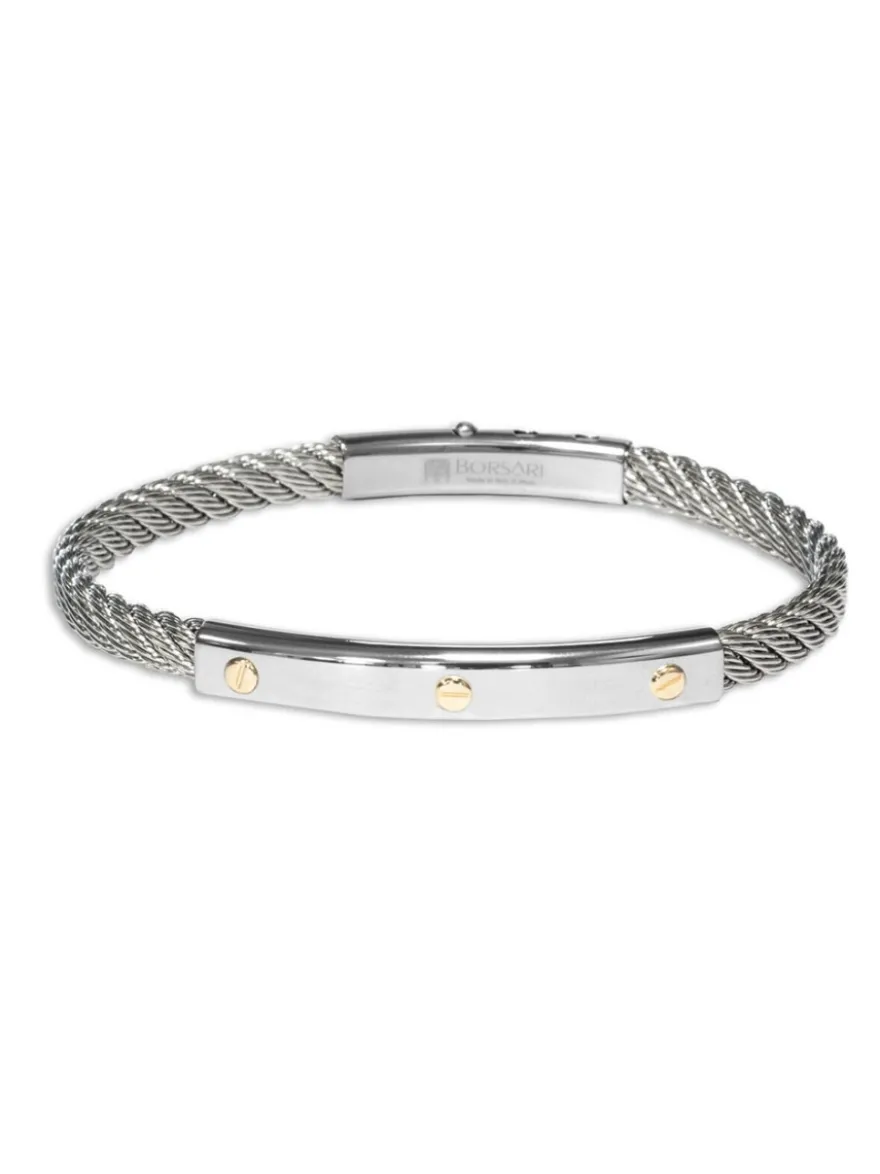 Borsari Gioielli Stalen armband met roségoud br-sk01d