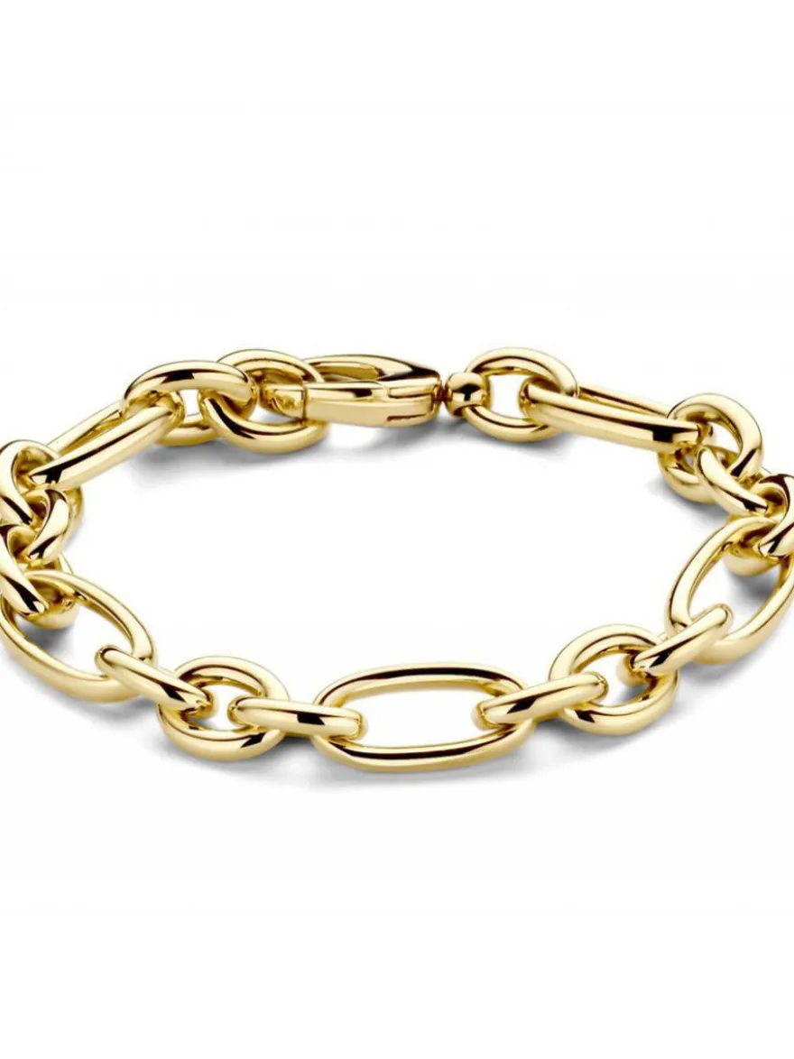 Brede geelgouden schakelarmband + Luxe Cadeau