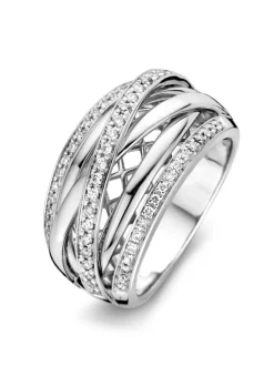 Brede witgouden ring met briljant 0,34crt. + Luxe Cadeau