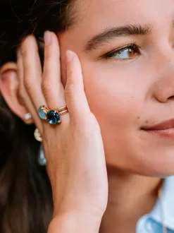 BRON Catch ring London Blue Topaas | Met luxe cadeau