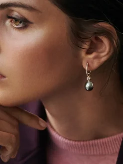 Bron confetti aanhanger met tahiti parel en diamant