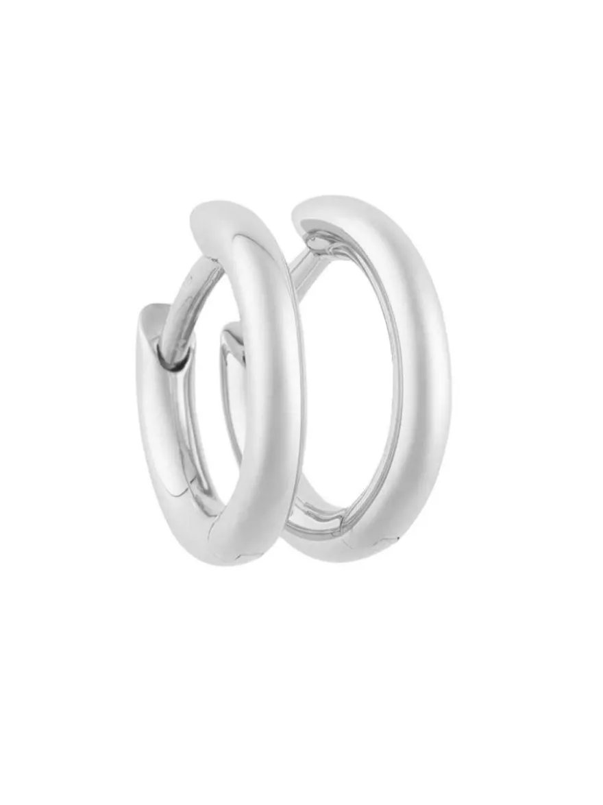 BRON creolen glad witgoud 7OW477913 + Luxe Cadeau