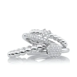 BRON Stax aanschuifring witgoud bolletjes + Luxe cadeau