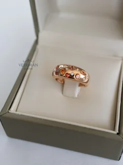 Bron Stax ring met briljant en oranje saffier 8RR4936OKBR + Luxe Cadeau