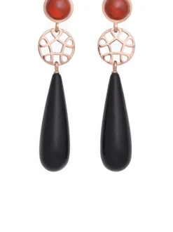 BRON Toujours Ajour oorbellen onyx & hessoniet + Luxe cadeau
