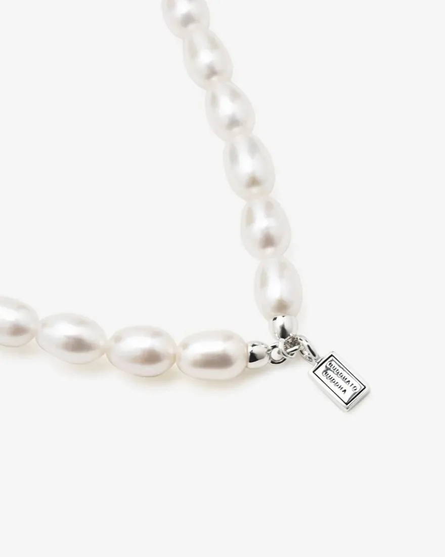 Buddha to Buddha Barbara XS Pearl Silver collier 032 + Luxe Cadeau