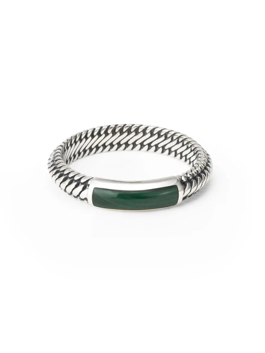 Buddha to Buddha Ben Mini Gemstone Malachiet ring 613MA + Luxe Cadeau