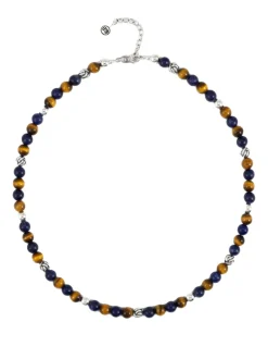 Buddha to Buddha Spirit Bead Mini Collier Mix Sodaliet Tijgeroog + Luxe Cadeau