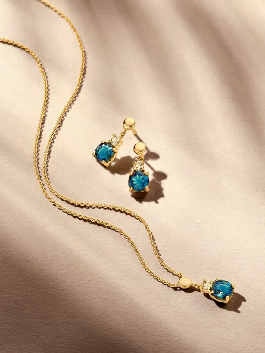 Collier geelgoud met hanger topaas + Luxe cadeau
