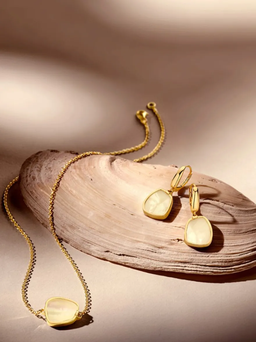 Collier geelgoud met parelmoer + luxe cadeau