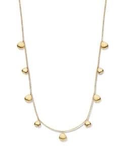 Collier geelgoud ovale gematteerde elementen + luxe cadeau