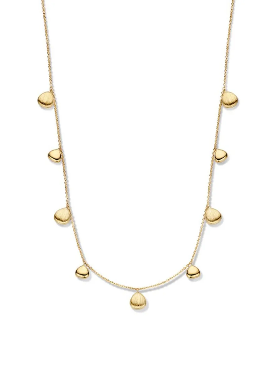 Collier geelgoud ovale gematteerde elementen + luxe cadeau