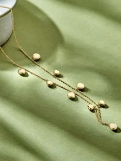 Collier geelgoud ovale gematteerde elementen + luxe cadeau