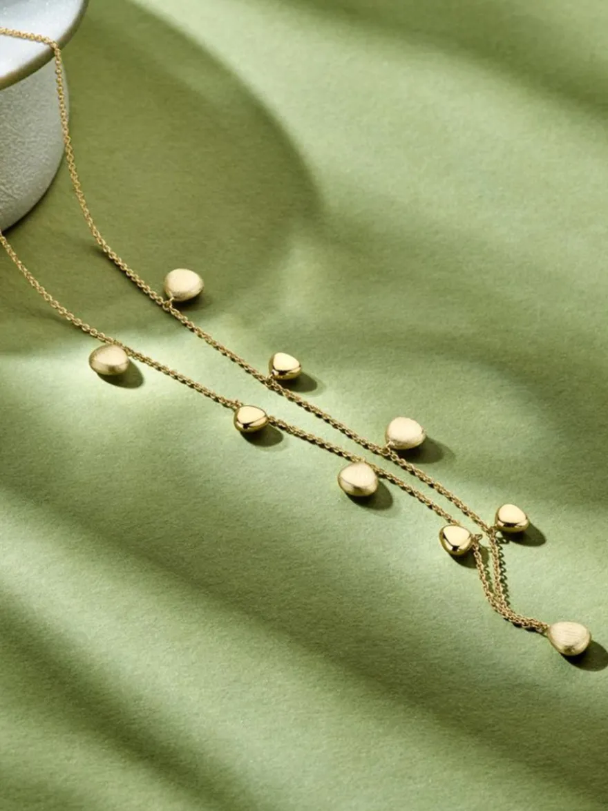 Collier geelgoud ovale gematteerde elementen + luxe cadeau