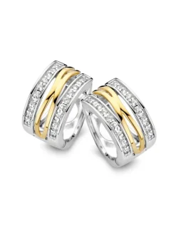 Creolen zilver met goud en zirkonia + Luxe Cadeau
