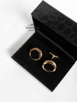 Emil Kraus Roségouden manchetknopen onyx + Luxe Cadeau