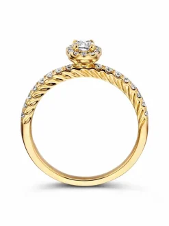 Entourage ring geelgoud briljant + Feestelijk verpakt
