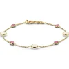 Geelgouden armband maansteen en robijn + luxe cadeau