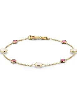 Geelgouden armband maansteen en robijn + luxe cadeau