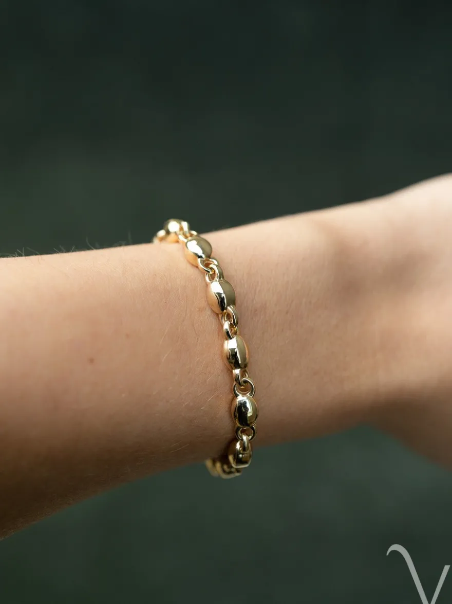 Geelgouden armband met bolschakel + Luxe Cadeau