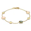 Geelgouden armband met labradoriet en rozekwarts