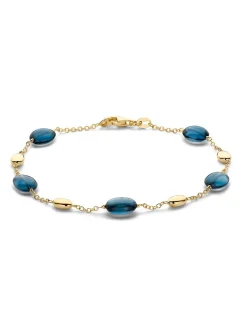 Geelgouden armband met london blue topazen + Luxe Cadeau