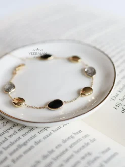 Geelgouden armband met onyx en rutiel + Luxe Cadeau