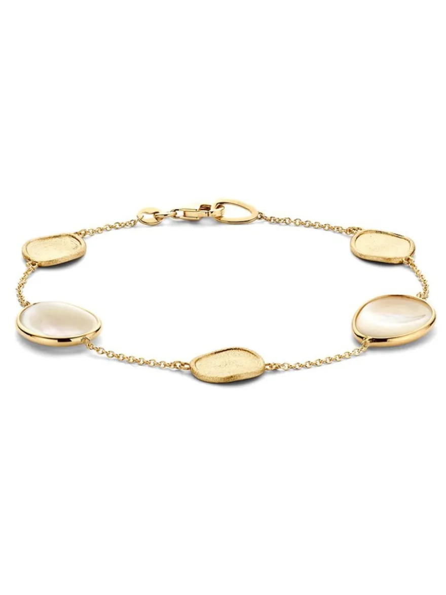 Geelgouden armband met parelmoer elementen + Luxe Cadeau