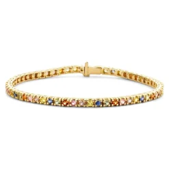 Geelgouden armband met rainbow saffier + Luxe cadeau