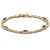 Geelgouden armband met saffier, robijn en smaragd + Luxe Cadeau