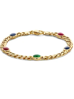 Geelgouden armband met saffier, robijn en smaragd + Luxe Cadeau