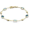 Geelgouden armband met topaas en london blue topaas + Luxe Cadeau