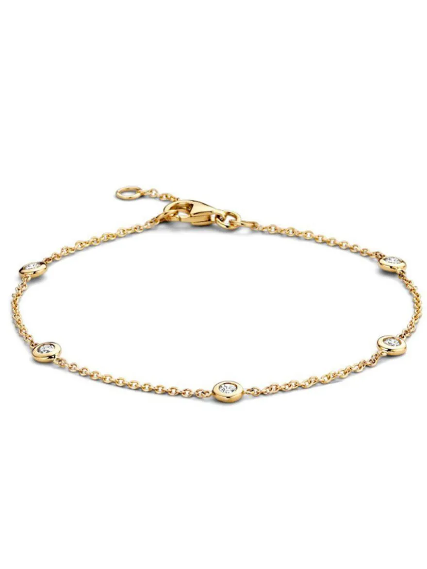 Geelgouden armband met vijf briljanten + Luxe Cadeau