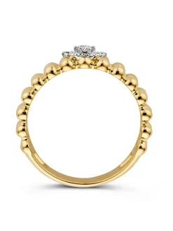 Geelgouden bolletjes ring met briljant 0,19crt. + Cadeau