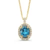 Geelgouden collier london blue topaas en briljant 0,21crt. + Luxe cadeau