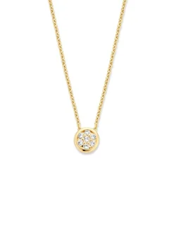 Geelgouden collier met briljant 0,09crt + Luxe Cadeau