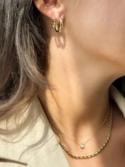 Geelgouden collier met briljant 0,09crt + Luxe Cadeau
