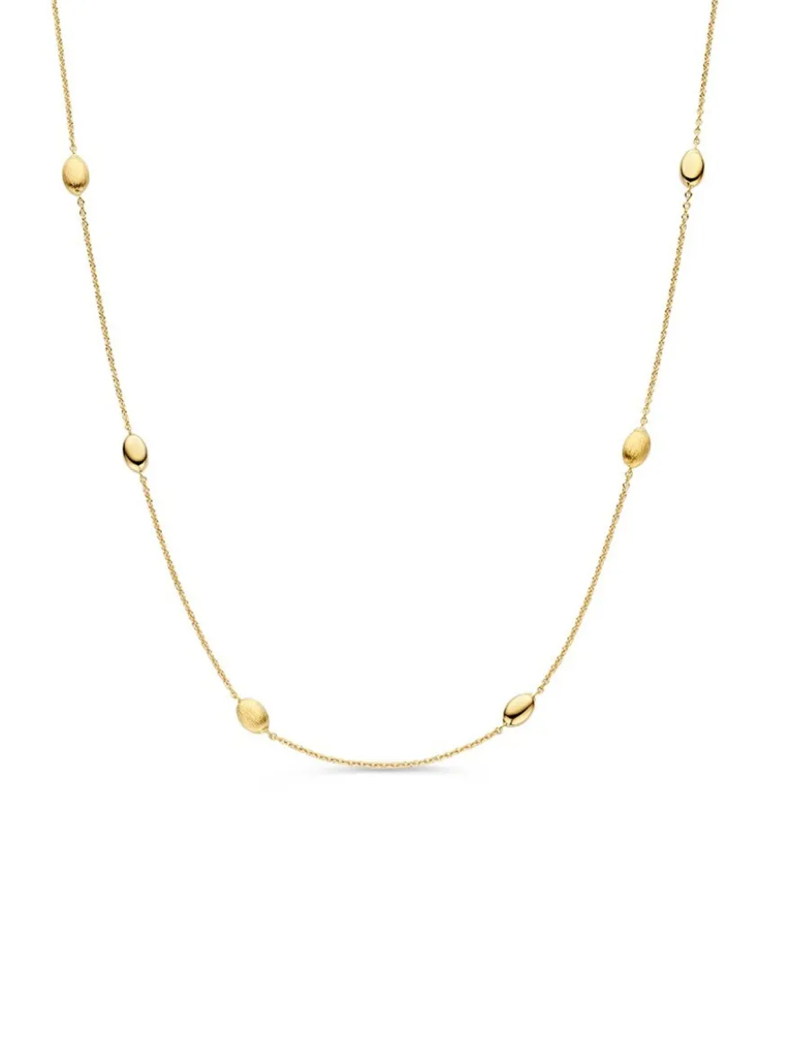 Geelgouden collier met gepolijste en gematteerde elementen + Luxe Cadeau