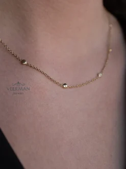 Geelgouden collier met gematteerde en gepolijste plaatjes + Luxe Cadeau