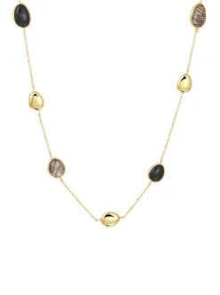 Geelgouden collier met onyx en rutielkwarts + Luxe cadeau